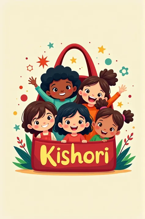 Logo kishori bag with boys and girls 