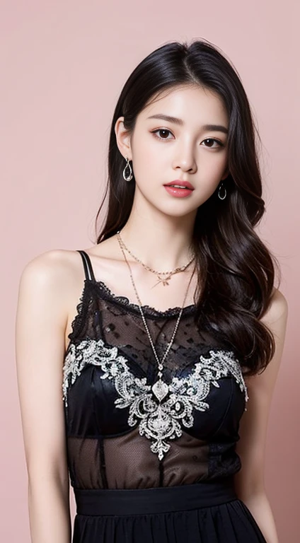 The image is a black and white text that appears to be a description of a necklace. The text is written in a cursive style and is accompanied by a picture of a necklace. The necklace is described as having a "sweetheart" shape, and the text goes on to desc...