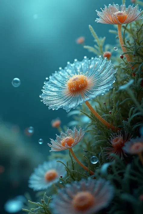 macro shot of microscopic life in water, styl jako amanita design