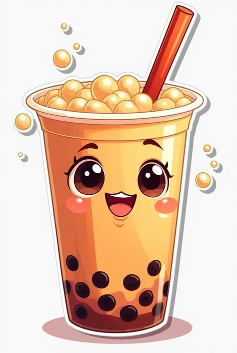 smiling bubble tea sticker