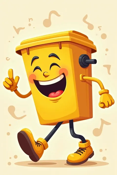 Generate a vector of a yellow dancing compactor machine and that is drawing style