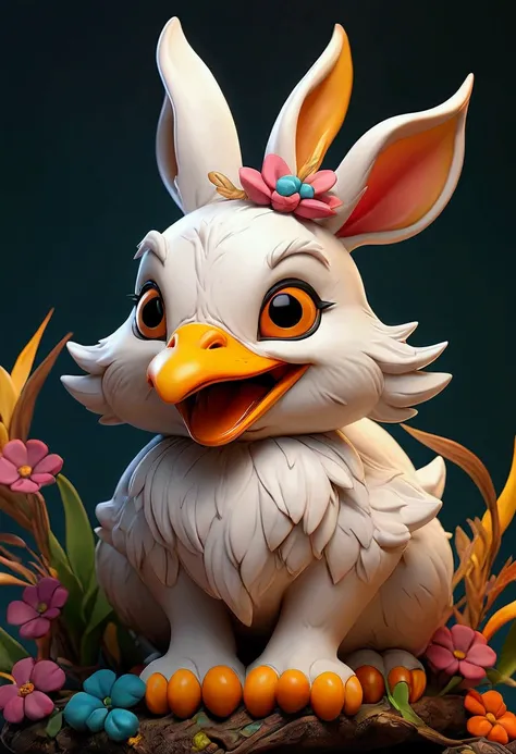 Wolpertinger made of duck + Hase + mouse + In bright colors + Anime-Series 