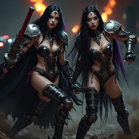 Masterpiece, Best Quality, Official Art, (Highly Detailed CG Unity 8k wallpaper), Detailed background, (Hands by Guido Daniele: 1.1). Full body pose sexy sisters of battle from the warhammer 40k, shooting at the enemy, white armor with intricate details, r...