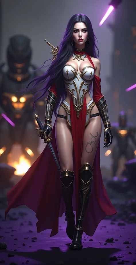 Masterpiece, Best Quality, Official Art, (Highly Detailed CG Unity 8k wallpaper), Detailed background, (Hands by Guido Daniele: 1.1). Full body pose sexy sisters of battle from the warhammer 40k, shooting at the enemy, white armor with intricate details, r...