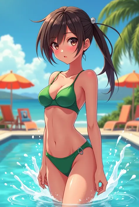 Anime style teenager in swimsuit