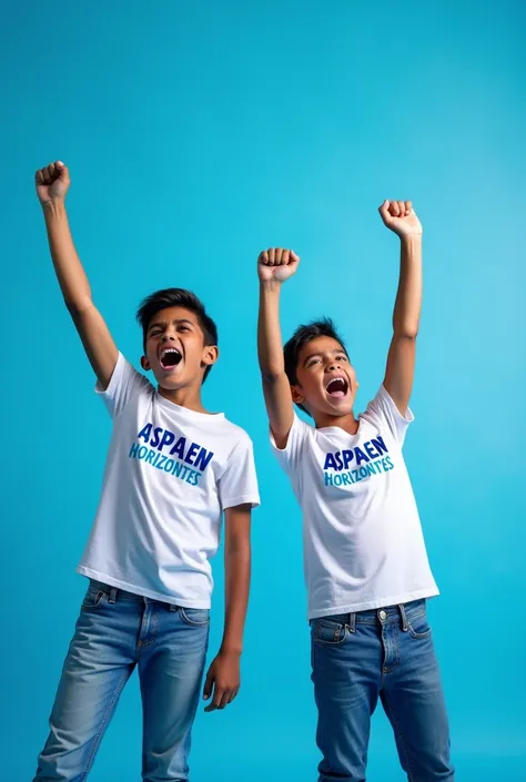 Image that represents courage and rebellion, for a poster of candidacy for student representation for a school for children and adolescents, so I used the color blue a lot since it is our signature color. I want two teenage boys of about , Raising your han...