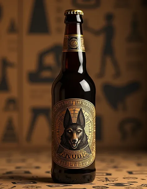 Egyptian themed beer bottle with the name "Anubis"