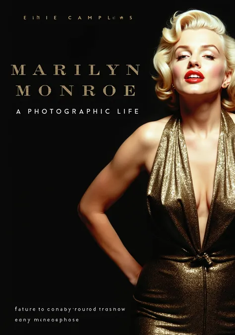 The image is a cover of a book titled "Marilyn Monroe: A Photographic Life" featuring rare photographs and memorabilia. The cover features a portrait of the iconic actress, Marilyn Monroe, posing in a glamorous dress. She is standing with her body slightly...