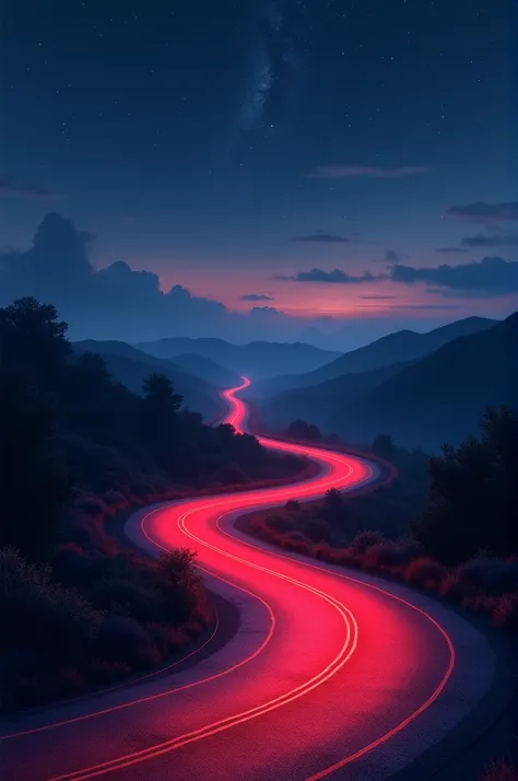 A red path on the highway at beautiful night 