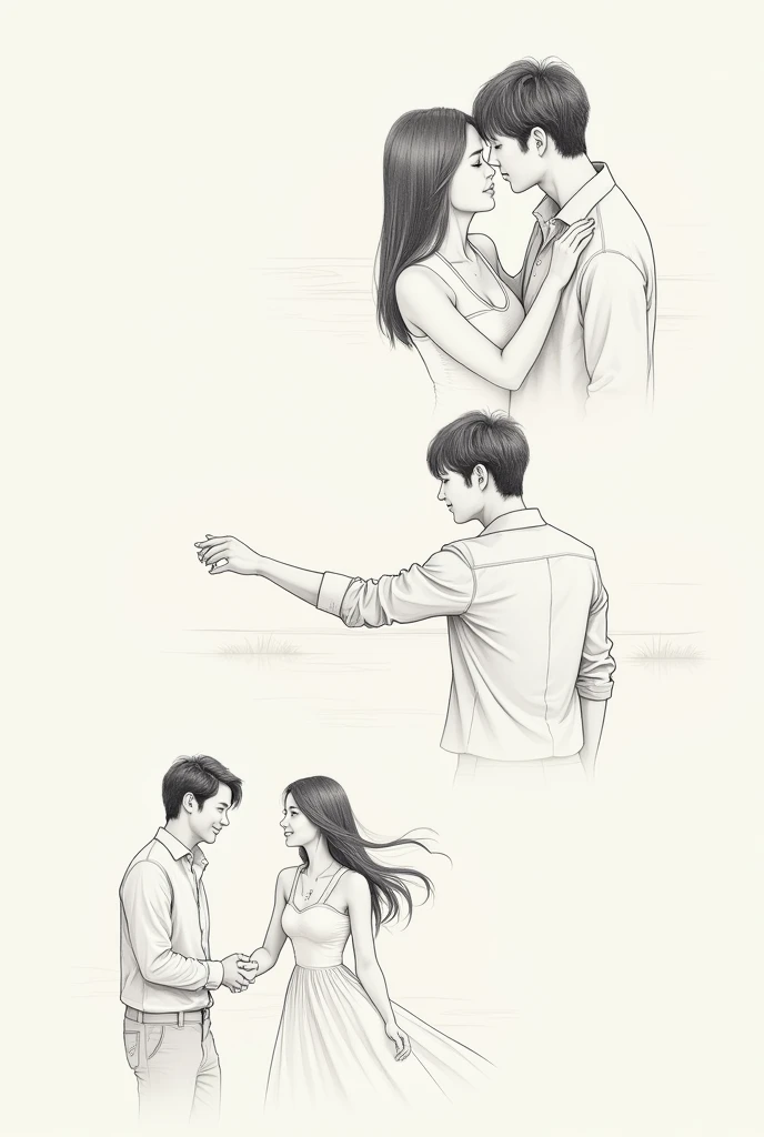 Take most beautiful 3 scenes from kdrama " see you in my 19th life" and convert it into minilisatic gorgeous painting with his just outline like pencil Sketch but dont shade and make is look pencilly 
Romantic scene a bit detailed and beautiful and it shou...