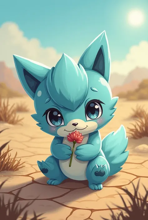 Make a cute blue sad charater yugioh type about the drought