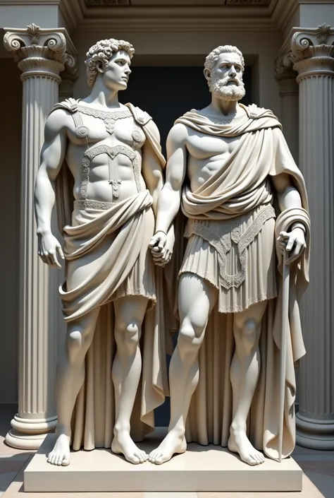 Alexander the Great and his father together in a Greek statue