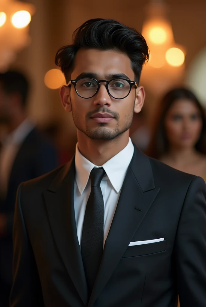 21 yr old Indian boy with narrow body wearing spect nd fair skin wearing suit for occasion 
 
