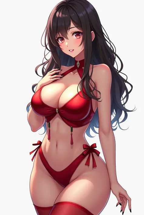 Anime Tingyun,tight clothes, short clothes, busty, seductive, realist, Best Quality, masterpiece, thick thighs, Alone