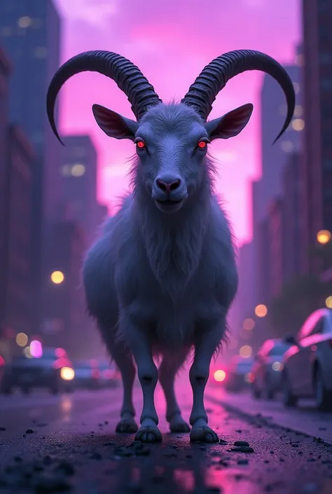 Cria um goat no meio de uma  Canadense com  ceu roxo e a cara do goat meio demonica🇨🇦
Em uma cidade canadense 