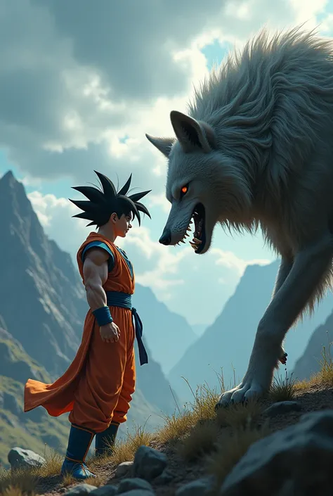 Songoku affronte un loup