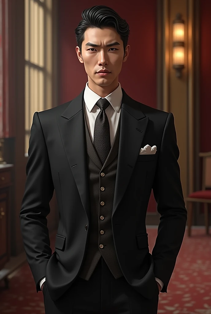 elegant Japanese man in suit and tie more royal