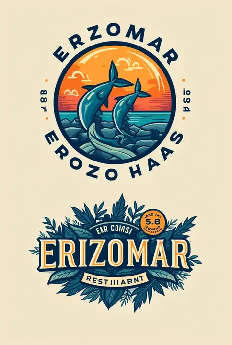 Cevicheria called "erizomar" 2 logos other than sea and fish 