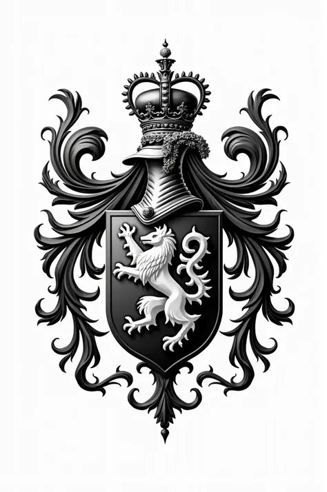 Create a coat of arms written in black and white 8B Written in black and white 8B Written in black and white