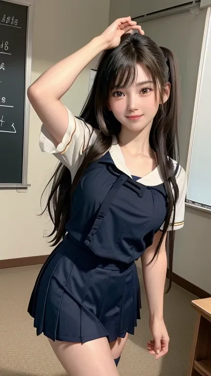 (Highest quality,masterpiece:1.3,Ultra-high resolution),(Very detailed、Caustics) (Realistic:1.4, RAW shooting、)Ultra-Realistic Capture、Very detailed、Natural skin texture、masterpiece、(junior high school sailor suit:1.3)、Short-sleeved sailor uniform、1 Japane...