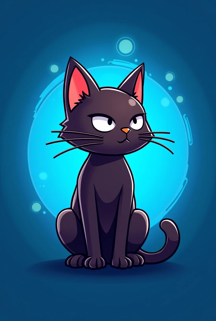 coin logo , tone network , dark brown cat , blue background , oggy inu , cat inu , cool