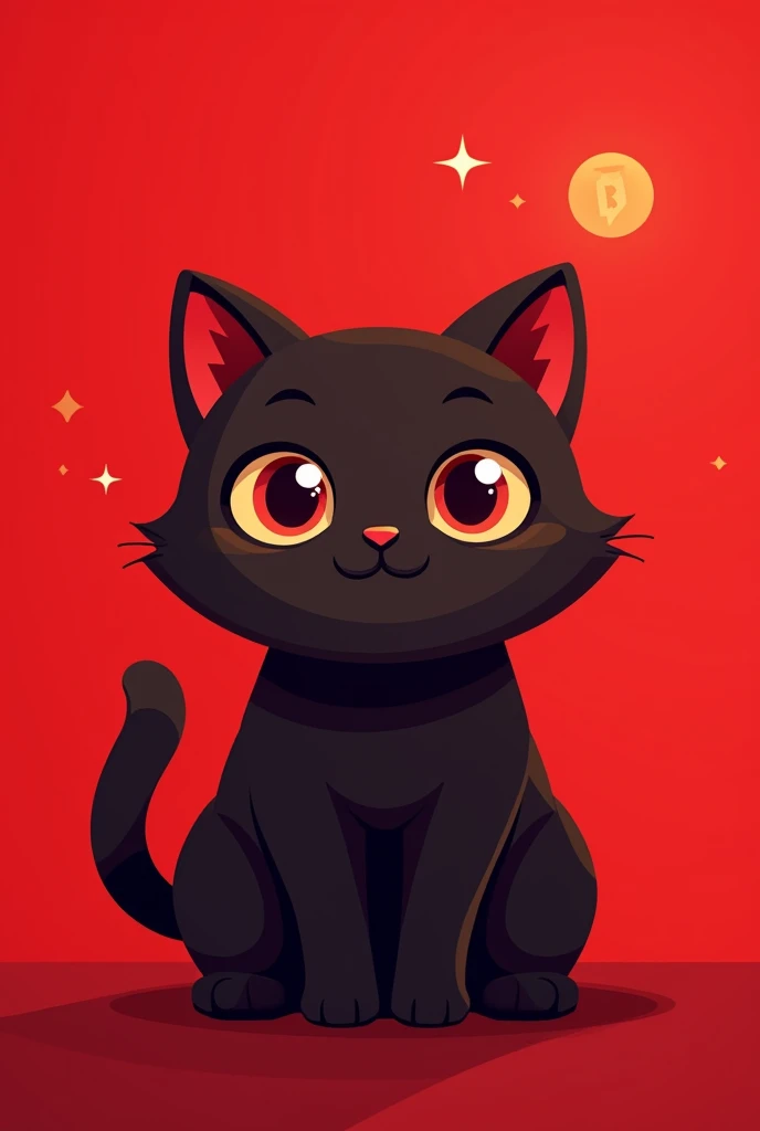 coin logo , tone network , dark brown cat , red background , oggy inu , cat inu , cute, clean