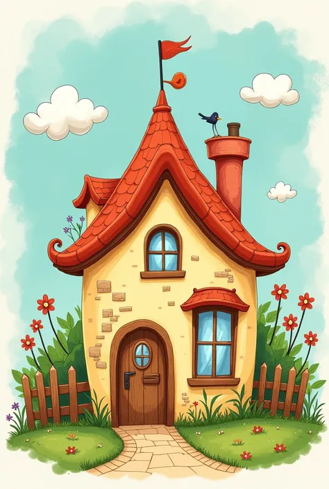 Kids stlye drawing of a cute little house