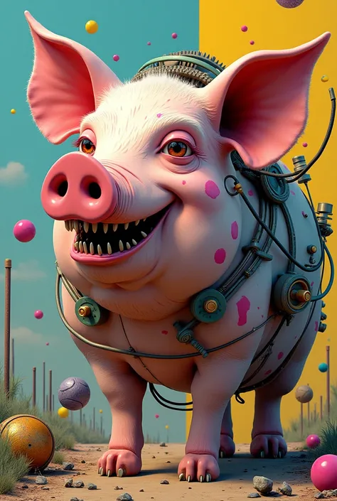 Dadaism and pop art in a pig


