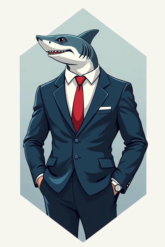 Generate a shark in a suit for a logo
