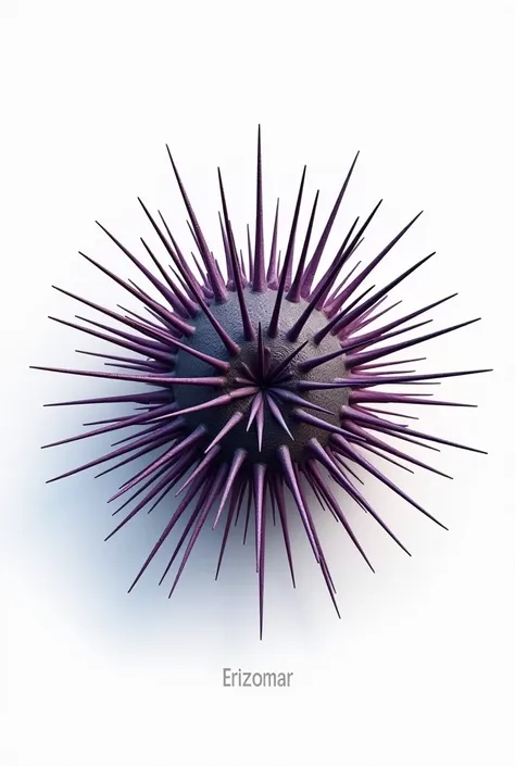 Make a sea urchin that is not so animated and that has a name or title "erizomar"  and the background is white 
