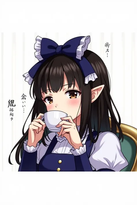 ((best quality)), ((masterpiece)), (detailed), 1girl, holding teacup, maid dress, sitting on chair