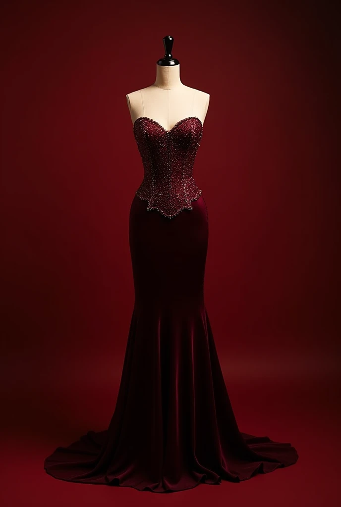 stunning dark red dress with corset top and  long gown, sparkles on corset, size s, sparkles everywhere