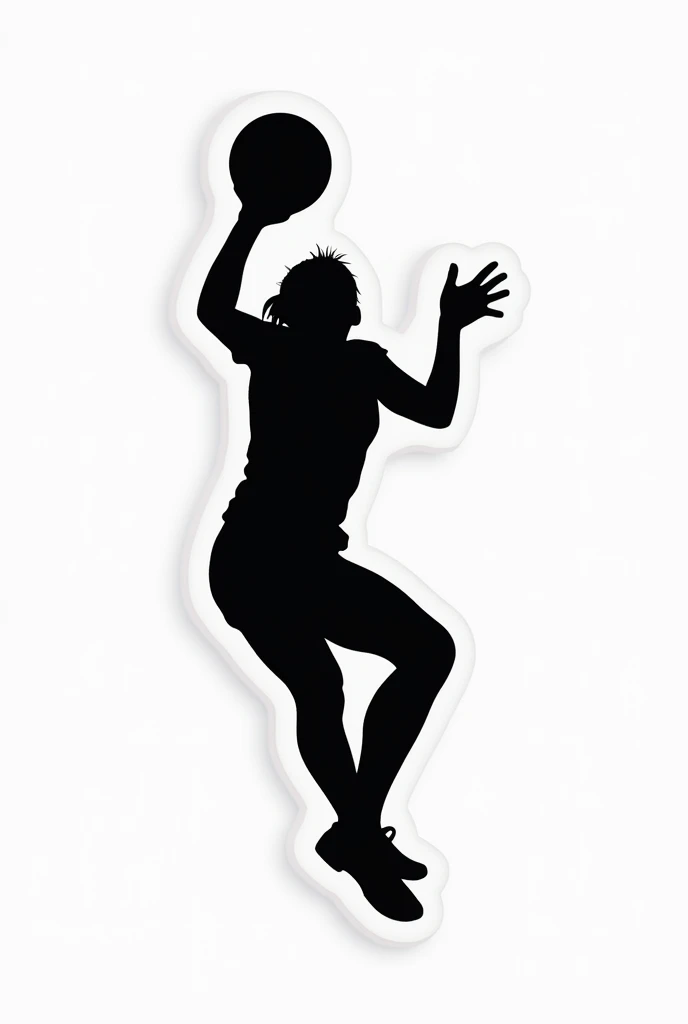 Create a black shadow sticker of a person playing volleyball as a sticker 
