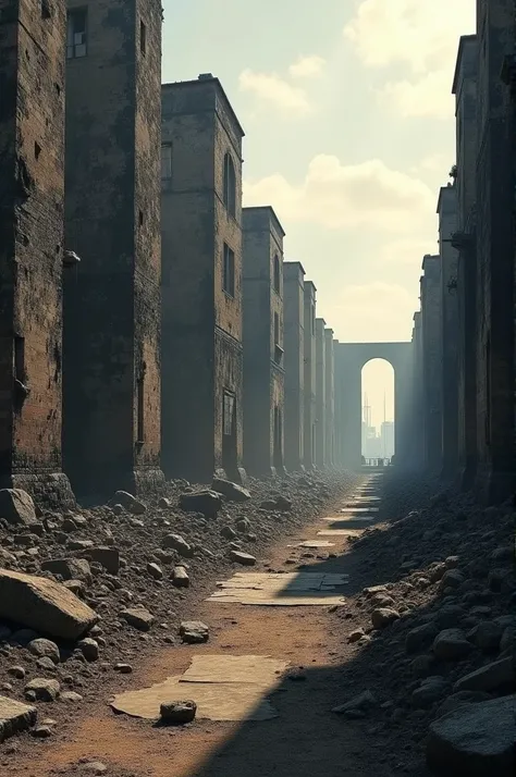 ((best quality)), ((masterpiece)), (detailed), perfect face The ruins of Hiroshima, with charred buildings and shadows burned into the ground, illustrating the destruction.