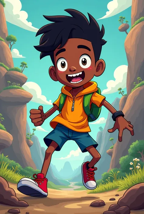 Make a BLACK male human adventure time style character and in cartoon 

