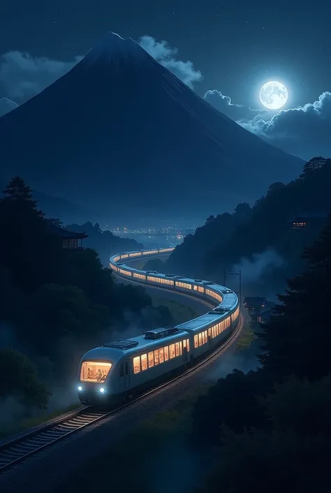 train at night in japan 