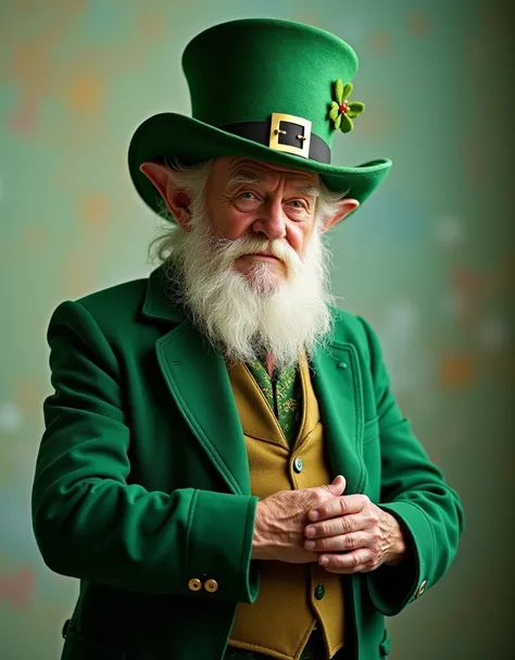 Irish leprechaun, middle aged, sharp focus, bright color, trending on artstation, high details, simple lines, art by argem, hyper realistic detailed, Ultra realist, 8k, Fashion Photography, Cinematic Lighting, Leica M10-P Safari Edition, Nikkor 60mm, Micro...