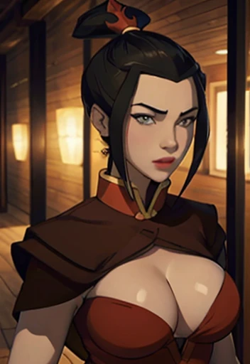 Azula, cute face ,perfect eyes, slender body display showing big tits ,looking at viewer 