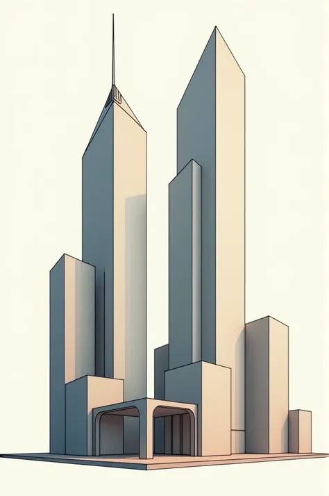 twin towers cubist mode easy drawing