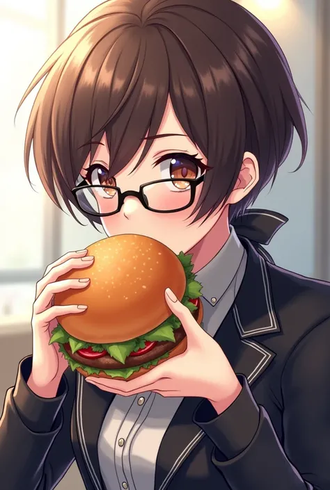 seno sama with the supreme jacket, glasses and eating a burger