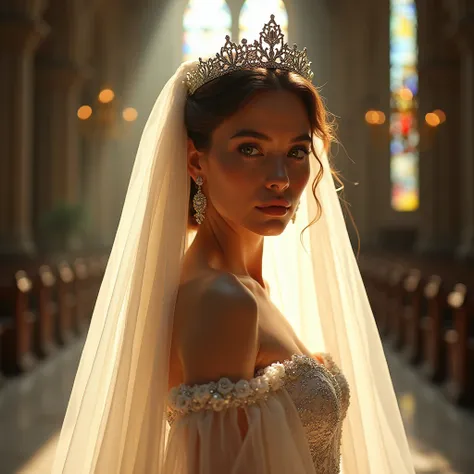 (((from below:1.2))), (((masutepiece:1.35))), (((8K))), (((hight resolution))), (((surrealism))), (((Cinematic lighting))), god rays, Zoom Layer, (((FULL BODYSHOT))), F/4.0, canon, Shiny skin,Detailed skin,Detailed face, Detailed eyes, Beautiful bride godd...