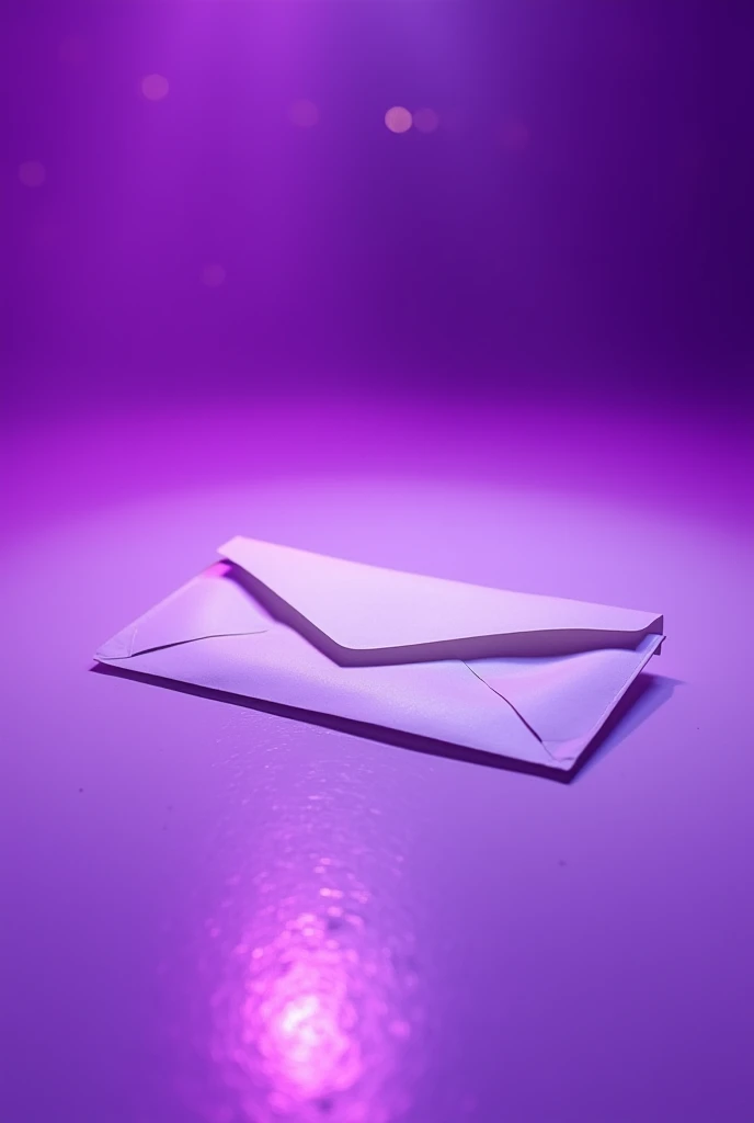 Letter envelope lying on white floor of nightclub with purple lights 