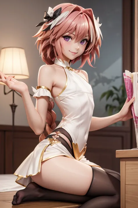 ((masterpiece)), ((best quality)), (detailed), astolfo, beautiful, beautifu and slim perfect body, slim body, really female, sli...