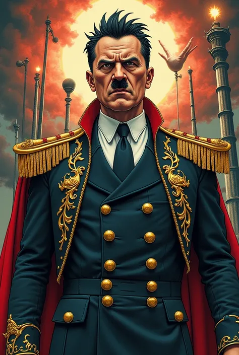 Desenhe adolph Hitler como se fosse um personagem de jojo bizarre adventure