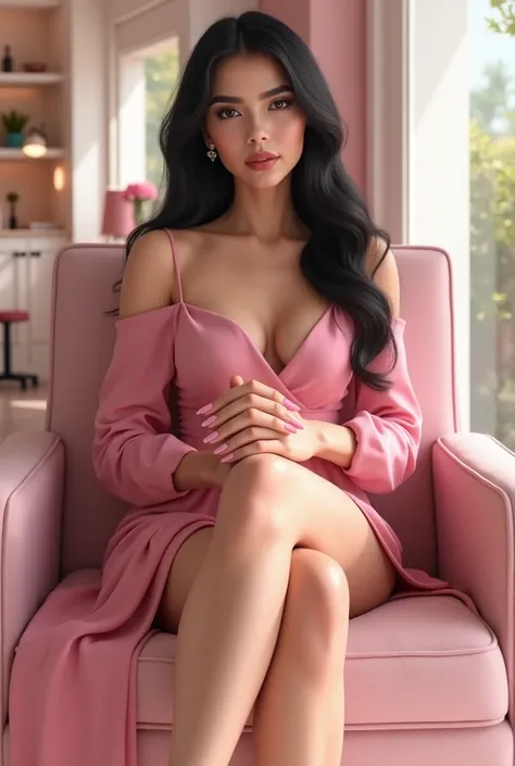 real, Nun Girl,Arabic, arab girl,  Sexy feet, white toenails, in the nail salon, crossed legs nail studio, long nails, pink outfit, crossed legs