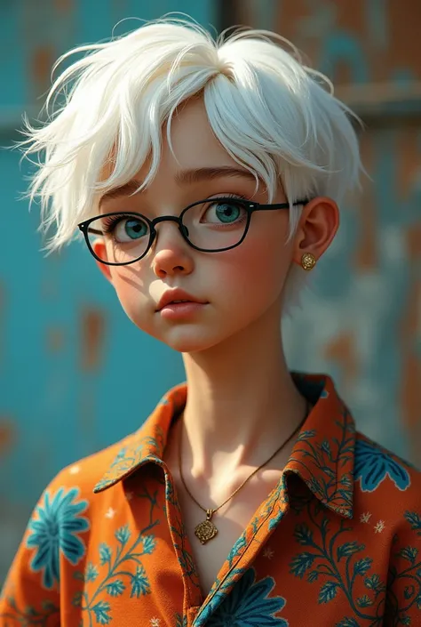 A teenager with a Brazilian shirt and glasses and white hair