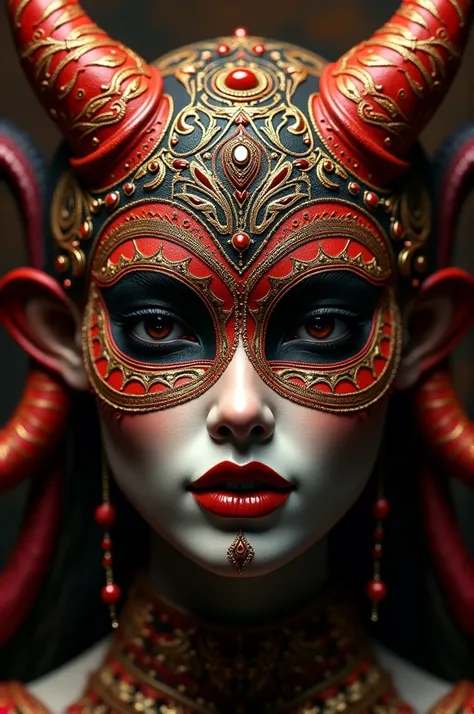 A female version of a mask based on the Diablada of Puno , in Peru .
That has horns , Don&#39;t lose the essence 