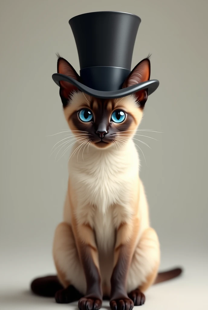 Siamese cat in top hat