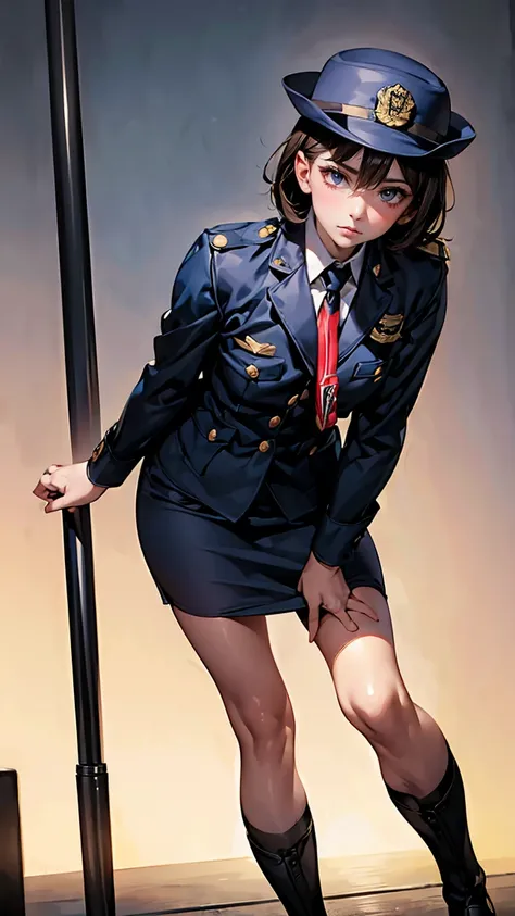 browsing caution),female police officer. highest品質、masterpiece、8k、realistic、超high resolution、very delicate and beautiful、high re...