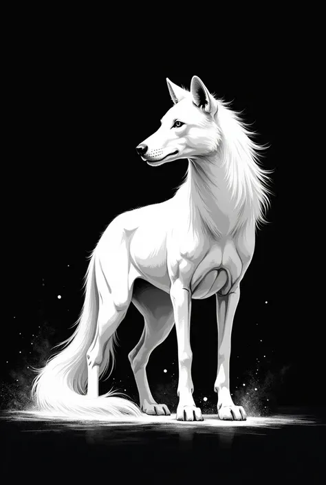 Animal drawing in white with black background 